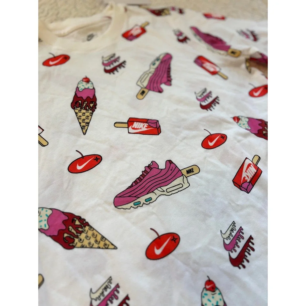 Nike Kids Short Sleeved Shirt Drip Print Ice Cream and Sneakers Size Large‎ #40